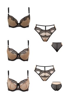 画像17: OFRA beige-black B214 | グラマー向けすっぴん美乳ブラ・ストラップ太め・バストサロン推奨・プランジブラ・B〜Hカップ・ベージュ×ブラック| ewabien エヴァビアン| 輸入下着・高級ランジェリー  (17)