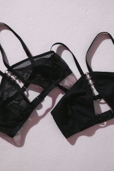 画像7: Triple Piercing Bra |[ PETITE PAUSE ]-Piercing-Black | ブラジャー・ノンワイヤーブラ・ブラック | Kiff  キッフ 【サイズ交換NG】※メール便対象商品※   日本製 (7)