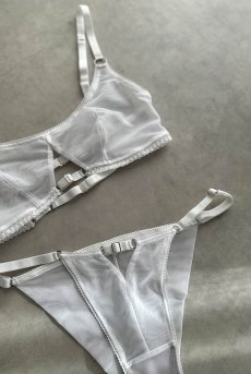 画像14: Tri Bandeau Brassiere WH｜ノンパテッドブラジャー・パッドポケット有・シアー・ホワイト | Lilose リローズ【サイズ交換NG】※メール便対象商品※   日本製   (14)