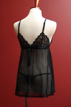 画像21: Blomentis babydoll |スリップドレス＆タンガ（ワイヤーなし・リボン・シースルー・ブラック） | Obsessive 高級Sexyランジェリー【即日発送・サイズ交換NG】※メール便対象商品※輸入下着・ランジェリー   (21)