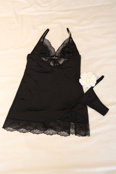 画像25: Lobellis chemise |スリップドレス＆タンガ（ワイヤーなし・リボン・ブラック） | Obsessive 高級Sexyランジェリー【即日発送・サイズ交換NG】※メール便対象商品※輸入下着・ランジェリー   (25)