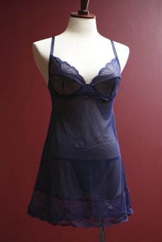 画像18: Nightly Blue chemise  |スリップドレス＆タンガ（ワイヤーあり・シースルー・ネイビー） | Obsessive 高級Sexyランジェリー【即日発送・サイズ交換NG】※メール便対象商品※輸入下着・ランジェリー   (18)