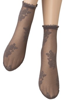 画像4: FANNY Socks grafitto  | ショートストッキング・花柄・グレー | Veneziana ベネチアナ【即日発送・サイズ交換NG】※2足までメール便対象※  (4)