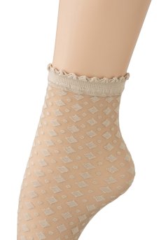 画像3: JENNY Socks sabbia  | ショートストッキング・ダイヤ柄・ベージュ | Veneziana ベネチアナ【即日発送・サイズ交換NG】※2足までメール便対象※  (3)