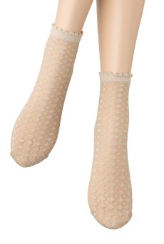 画像4: JENNY Socks sabbia  | ショートストッキング・ダイヤ柄・ベージュ | Veneziana ベネチアナ【即日発送・サイズ交換NG】※2足までメール便対象※  (4)