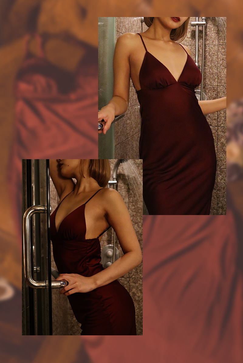 Clubfloor Dress Love | ドレス・カップ付き・ワインレッド・バック ...